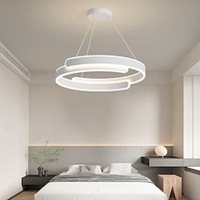 Pendant Lights Round Stitching Metal Modern LED Ring Hanging Light with White Acrylic Decorative Shade Suspension Lamp, Nordic Minimalist Dining Room Drop Lighting Fixtures Only Dimmable with Remote Control Lightinthebox