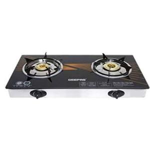 Geepas 2-Burner Gas Hob 70 mm & 90 mm | Tempered Glass Worktop | Automatic Ignition | GK6879