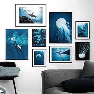 nordic modern submarine photography diving poster sea world jellyfish bedroom background wall decoration painting core Lightinthebox