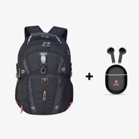 Swiss Military Luxury Backpack 31L (LBP76) - Black + Delta 2 True Wireless Earbuds ENC - Black (Bundle)