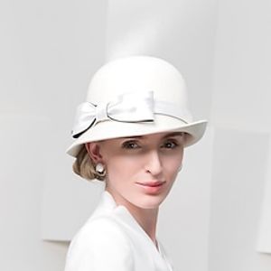 Hats 100% Wool Bowler  Cloche Hat Fedora Hat Wedding Holiday Elegant Wedding With Bowknot Splicing Headpiece Headwear Lightinthebox