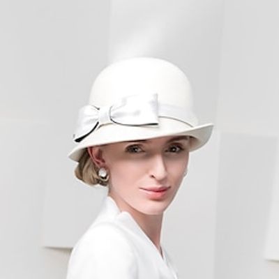 Hats 100% Wool Bowler  Cloche Hat Fedora Hat Wedding Holiday Elegant Wedding With Bowknot Splicing Headpiece Headwear Lightinthebox