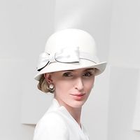 Hats 100% Wool Bowler  Cloche Hat Fedora Hat Wedding Holiday Elegant Wedding With Bowknot Splicing Headpiece Headwear Lightinthebox - thumbnail