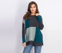 Womens Patch Colorblocked Tunic Sweater  Rare Emerald Combo - thumbnail