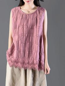 Vintage Lace Stitching Tank Tops