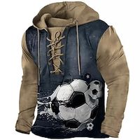 Men's Pullover Hoodie Sweatshirt Pullover Brown Hooded Color Block Football Graphic Prints Lace up Print Casual Daily Sports 3D Print Basic Streetwear Designer Spring   Fall Clothing Apparel Hoodies miniinthebox - thumbnail