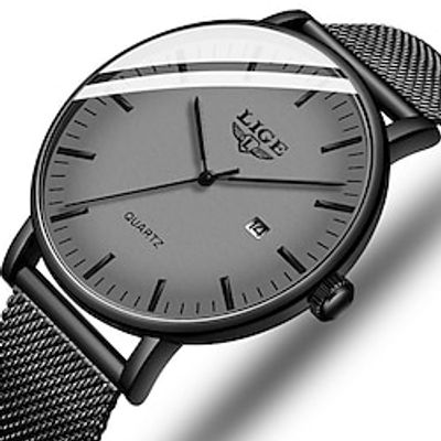 LIGE Fashion Mens Watches Top Brand Luxury Blue Waterproof Watches Ultra Thin Date Simple Casual Quartz Watch Men Sports Clock miniinthebox