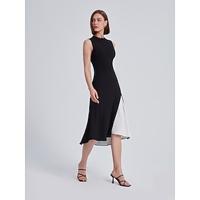 Sleeveless Asymmetrical Contrast Dress - thumbnail