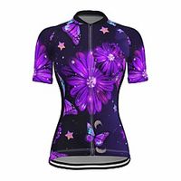 21Grams Women's Short Sleeve Cycling Jersey Summer Spandex Polyester Purple Floral Botanical Bike Jersey Top Mountain Bike MTB Road Bike Cycling Quick Dry Moisture Wicking Breathable Sports Clothing Lightinthebox - thumbnail