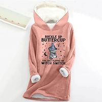 Women's Hoodie Sweatshirt Pullover Fleece Lined Cat Letter Teddy Fuzzy Print Black Yellow Pink Casual Sports Hoodie Long Sleeve Top Micro-elastic Fall  Winter Lightinthebox - thumbnail