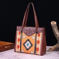 Women's Handbag Shoulder Bag Hobo Bag Canvas Outdoor Daily Holiday Zipper Lightweight Durable Multi Carry Color Block Folk Yellow Royal Blue Blue Lightinthebox - thumbnail