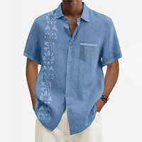 Men's Shirt Summer Hawaiian Shirt Graphic Shirt Aloha Shirt Floral Turndown KhakiKhaki Black Light Green Navy Blue Royal Blue 3D Print Outdoor Street Short Sleeve 3D Print Button-Down Clothing miniinthebox - thumbnail