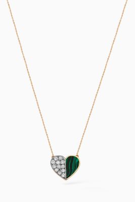 Deep Space Diamond Necklace with Malachite in 14kt Rose Gold