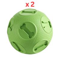 Miss Bear Colorful Football Pattern Sound Ball Dog Toy - 3 inches Medium Dogs - Pack Of 2