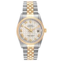 Datejust Steel Yellow Gold Pyramid Roman Dial Mens Watch 16233 - thumbnail