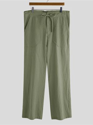 INCERUN Men Cotton Linen Breathable Loose Baggy Casual Pants