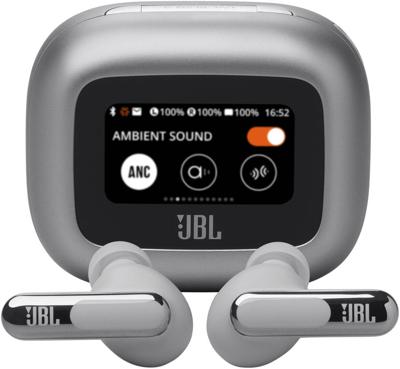 JBL Live Beam 3 Wireless Earbud Headphones, Adaptive Noise Cancelling- Silver