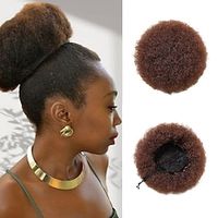 chignons Hair Bun Synthetic Hair Hair Piece Hair Extension Afro Curly Water Wave New Year Daily Daily Wear Brown Lightinthebox - thumbnail