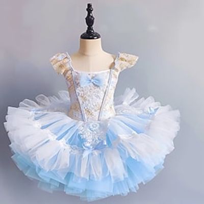 Kids' Dancewear Ballet Dance Costumes Dress Bowknot Splicing Paillette Girls' Performance Party Sleeveless Spandex Organza Lightinthebox