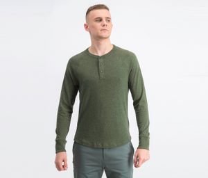 Mens Marled Henley Shirt  Olive