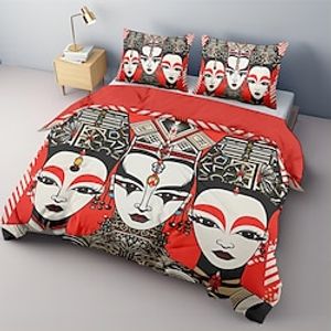 Chinese Peking Opera Style Double Bed Duvet Cover Bed Set 2-piece Set 3-piece Lightweight Soft Short Plush Set Bedding Set Ultra Soft Comforter Set Lightinthebox