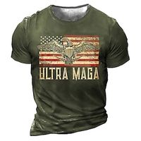 Men's Unisex T shirt Tee Graphic Prints Eagle National Flag Crew Neck Army Green Navy Blue Black 3D Print Outdoor Street Short Sleeve Print Clothing Apparel Vintage Sports Designer Casual  Summer Lightinthebox - thumbnail
