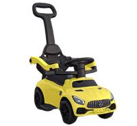 Megastar Ride On Baby Toddler 3-In-1 Mercedes Benz Style Push Car Stroller Lights & Pull Handle For Parental Control - Yellow (UAE Delivery Only)