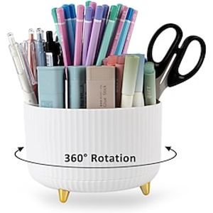 Desk Organizers and Accessories - 360 Degree Rotating Pen Pencil Holder with 5 Slots, Multifunctional Office Supplies Pencil Holder Makeup Brush Holder for Office School Home Art Supply Lightinthebox