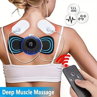 EMS Neck Massager  2 Massage Tablets Rechargeable Remote Control Electric Cervical Massage Sticker Muscle Stimulator Low Frequency Pulse Massage Tablets Lightinthebox