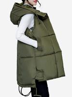 High-Low Hooded Sleeveless Down Coat - thumbnail