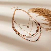 Bead Embellished Layered Necklace with Lobster Clasp Closure