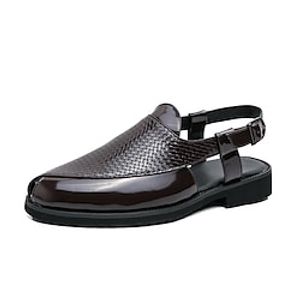 Men's Sandals Clogs  Mules British Style Plaid Shoes Plus Size Outdoor Slippers Casual British Daily PU Breathable Black Brown Summer Spring miniinthebox