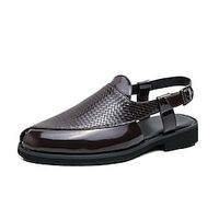Men's Sandals Clogs  Mules British Style Plaid Shoes Plus Size Outdoor Slippers Casual British Daily PU Breathable Black Brown Summer Spring miniinthebox - thumbnail