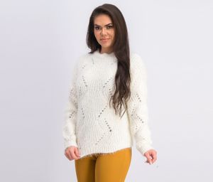 Juniors Pointelle Chenille Sweater   Egret