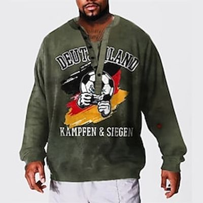 Men's Sweatshirt Pullover Army Green Standing Collar Football Graphic Prints Print Daily Sports Going out 3D Print Plus Size Basic Designer Casual Spring   Fall Clothing Apparel Compass Hoodies Lightinthebox