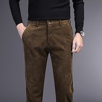 Men's Corduroy Pants Casual Pants Zipper Solid Colored Breathable Soft Full Length Daily Work Fashion Chino Khaki Deep Blue Micro-elastic Lightinthebox - thumbnail