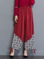 Ethnic Print Patchwork Women Pants