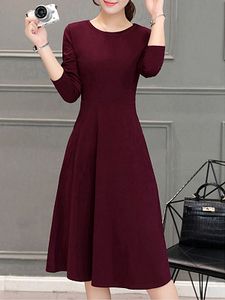 Round Neck Plain Skater Dress