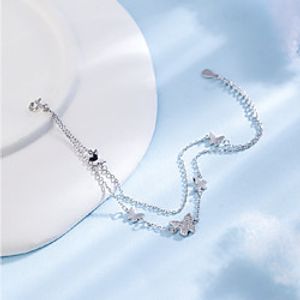 bao yilong korean design creative simple and versatile s925 sterling silver double butterfly bracelet female silver jewelry wholesale Lightinthebox