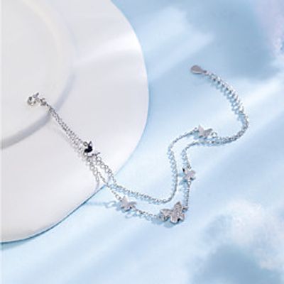 bao yilong korean design creative simple and versatile s925 sterling silver double butterfly bracelet female silver jewelry wholesale Lightinthebox