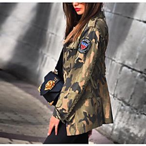 Women's Coat Casual / Daily Summer Regular Coat Shirt Collar Regular Fit Casual Jacket Pattern Others Camouflage miniinthebox