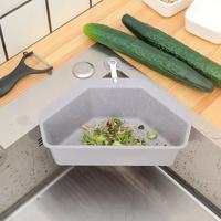 Kitchen Triangular Sink Strainer Drain Fruit Vegetable Drainer Basket Sink Filter Shelf Suction Cup Sponge Rack Storage Tools