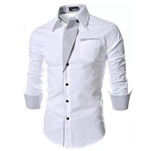 Men's Dress Shirt Button Up Shirt Collared Shirt Wine Black White Long Sleeve Color Block Collar Fall  Winter Wedding Outdoor Clothing Apparel Button-Down miniinthebox