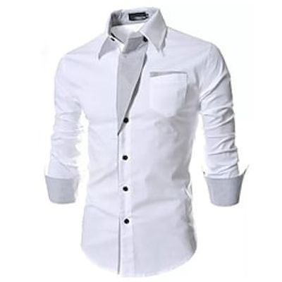 Men's Dress Shirt Button Up Shirt Collared Shirt Wine Black White Long Sleeve Color Block Collar Fall  Winter Wedding Outdoor Clothing Apparel Button-Down miniinthebox