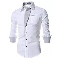 Men's Dress Shirt Button Up Shirt Collared Shirt Wine Black White Long Sleeve Color Block Collar Fall  Winter Wedding Outdoor Clothing Apparel Button-Down miniinthebox - thumbnail