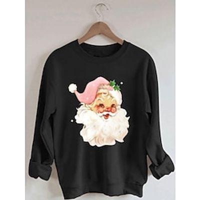 Women's Pullover Christmas Sweatshirt Sportswear Festival Black White Pink Santa Claus Christmas Casual Round Neck Long Sleeve Top Micro-elastic Fall Winter miniinthebox Women's Pullover Christmas Sweatshirt Sportswear Festival Black White Pink Santa Claus Christmas Casual Round Neck Long Sleeve Top Micro-elastic Fall Winter miniinthebox