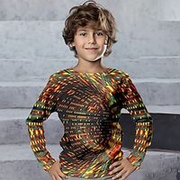 Boys 3D Graphic Tee Shirt Long Sleeve 3D Print Spring Fall Sports Fashion Streetwear Polyester Kids 3-12 Years Crew Neck Outdoor Casual Daily Regular Fit miniinthebox