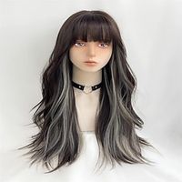 Long Wavy Wig for Women Synthetic Curly Wig with Bangs Fibre Cosplay Wig for Girls Daily Use Colorful Wigs Lightinthebox