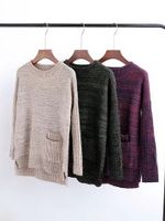 Side Split Long Sleeve Casual Sweaters