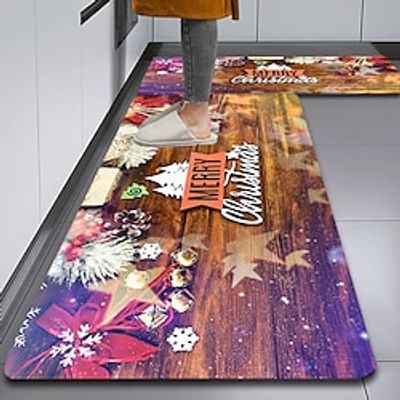 Christmas Xmas Kitchen Mat Non-Slip Oil Proof Rug Indoor Outdoor Mat Bedroom Decor Bathroom Mat Entrance Rug Door Mat miniinthebox